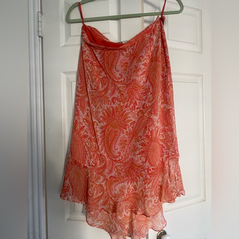 Banana Republic 100% Silk Paisley Print high low Skirt